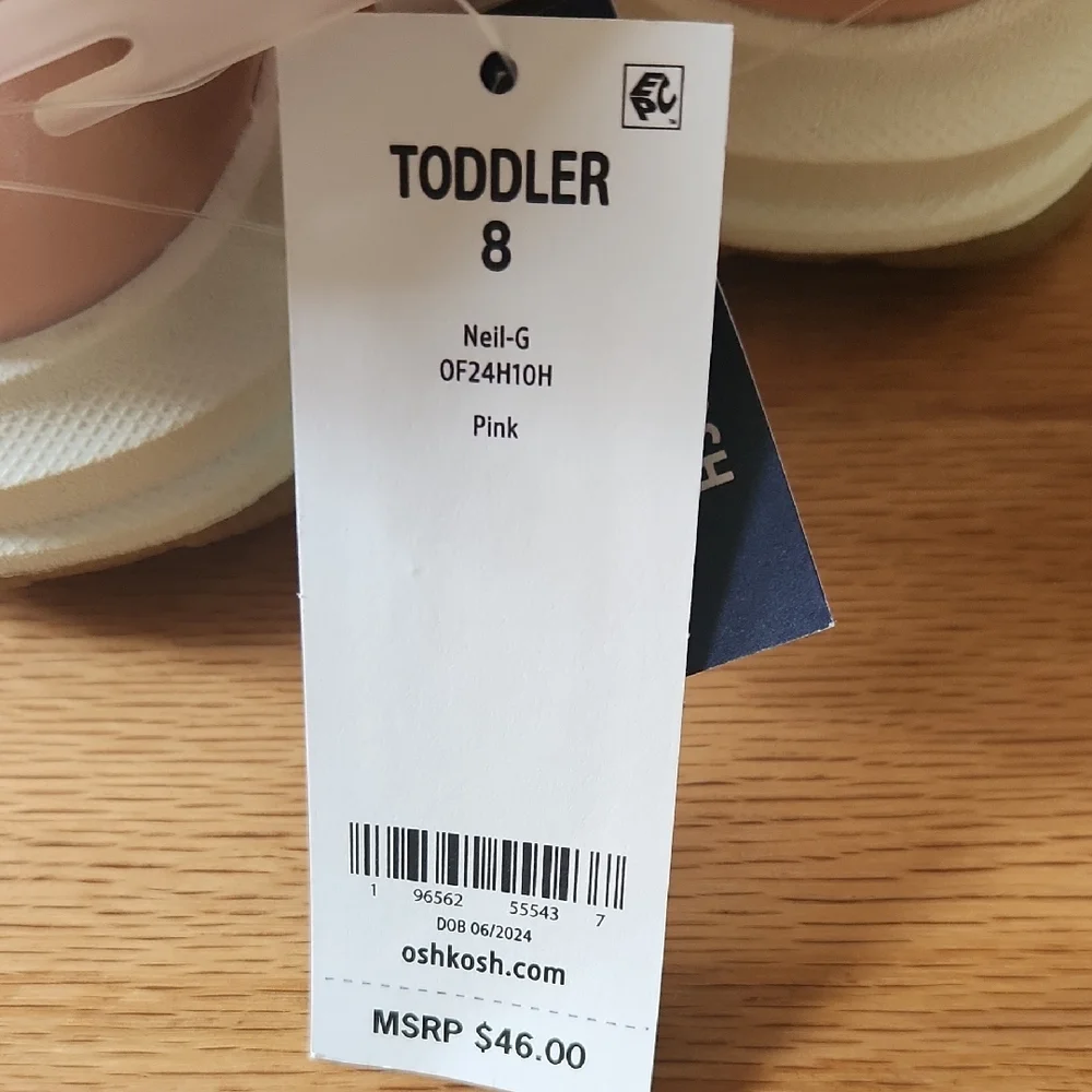 NWT OshKosh B'gosh Pink High-Top Sneakers Toddler 8 - Picture 3 of 17